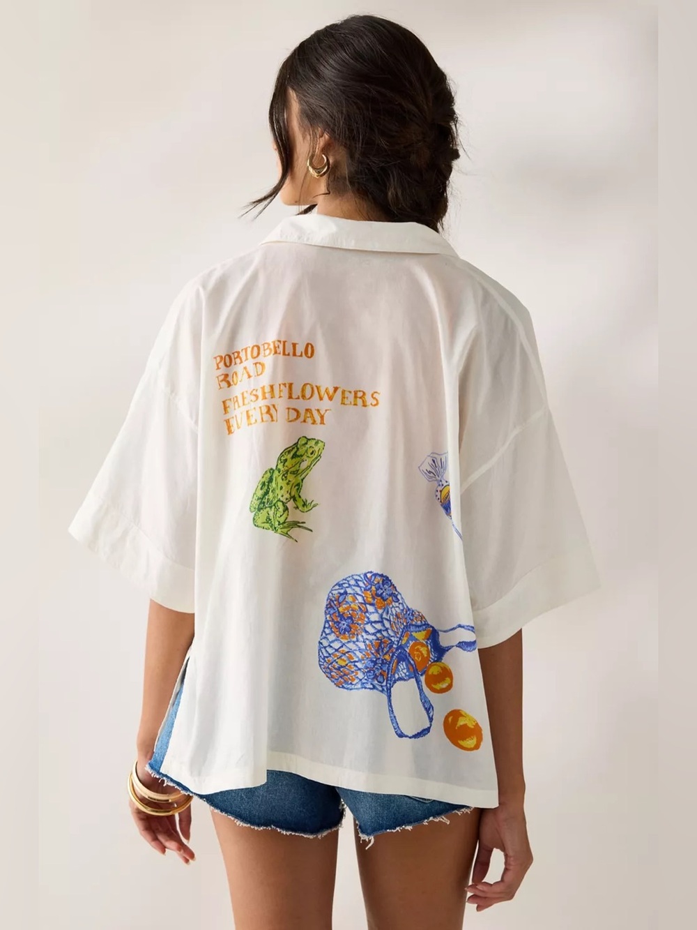 UO BDG Keepsake Souvenir Graphic Short Sleeve Button-Up Shirt - Picture 5 of 6